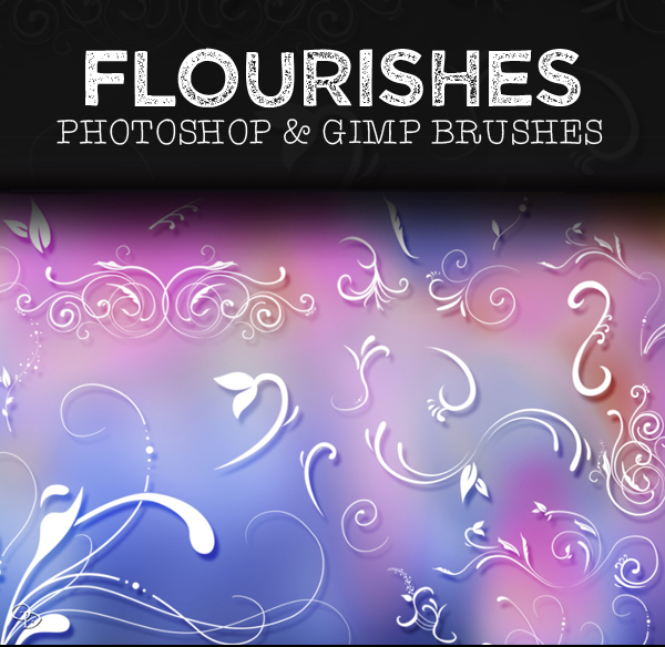 Flourishes gratuits - Brosses pour Photoshop et GIMP - (28 brosses)