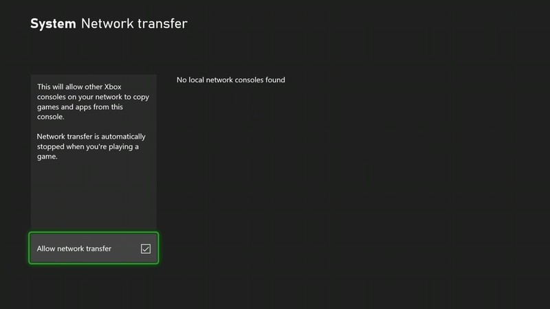 Transfert réseau Xbox Nov 2020