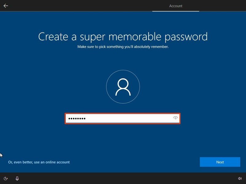Windows 10 définir le mot de passe du compte local