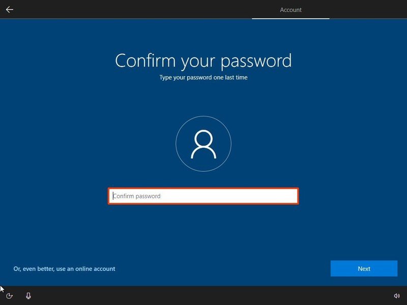 Windows 10 confirme le mot de passe du compte