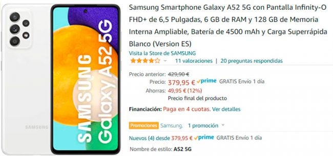 offre Samsung Galaxy A52 5G