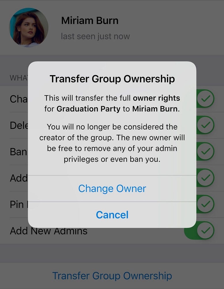 Telegram permet désormais de céder totalement l'administration d'un groupe.