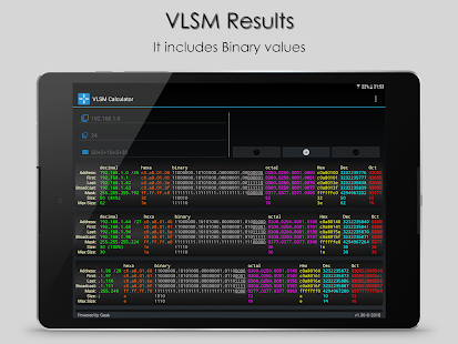 Capture d'écran du calculateur VLSM