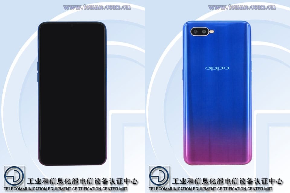 Rendu recto et verso de l'OPPO PBCM30 certifié TENAA.