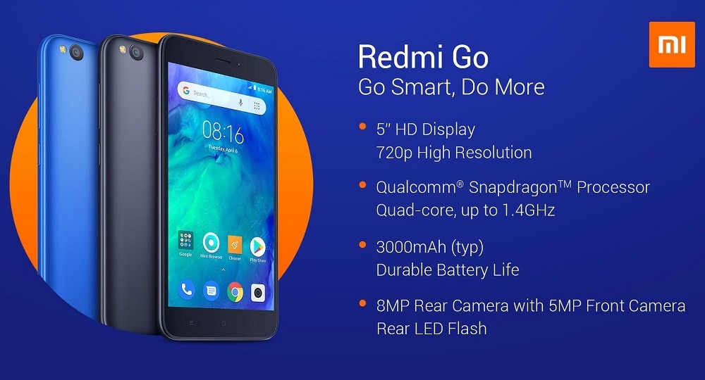 Redmi annonce le Xiaomi Redmi Go avec Android Go 8.1 Oreo et plus.