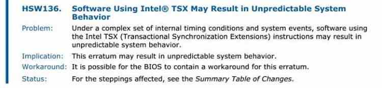 Annulation Intel TSX