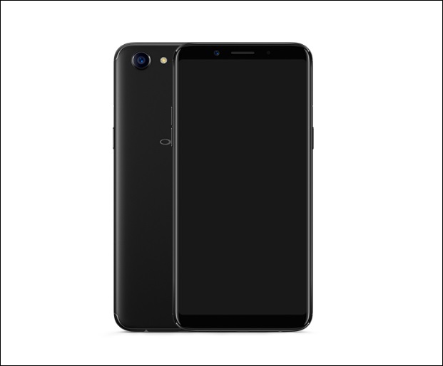 Rendu officiel de l'avant et d'une partie de l'arrière des OPPO A75 / A75 en noir. 