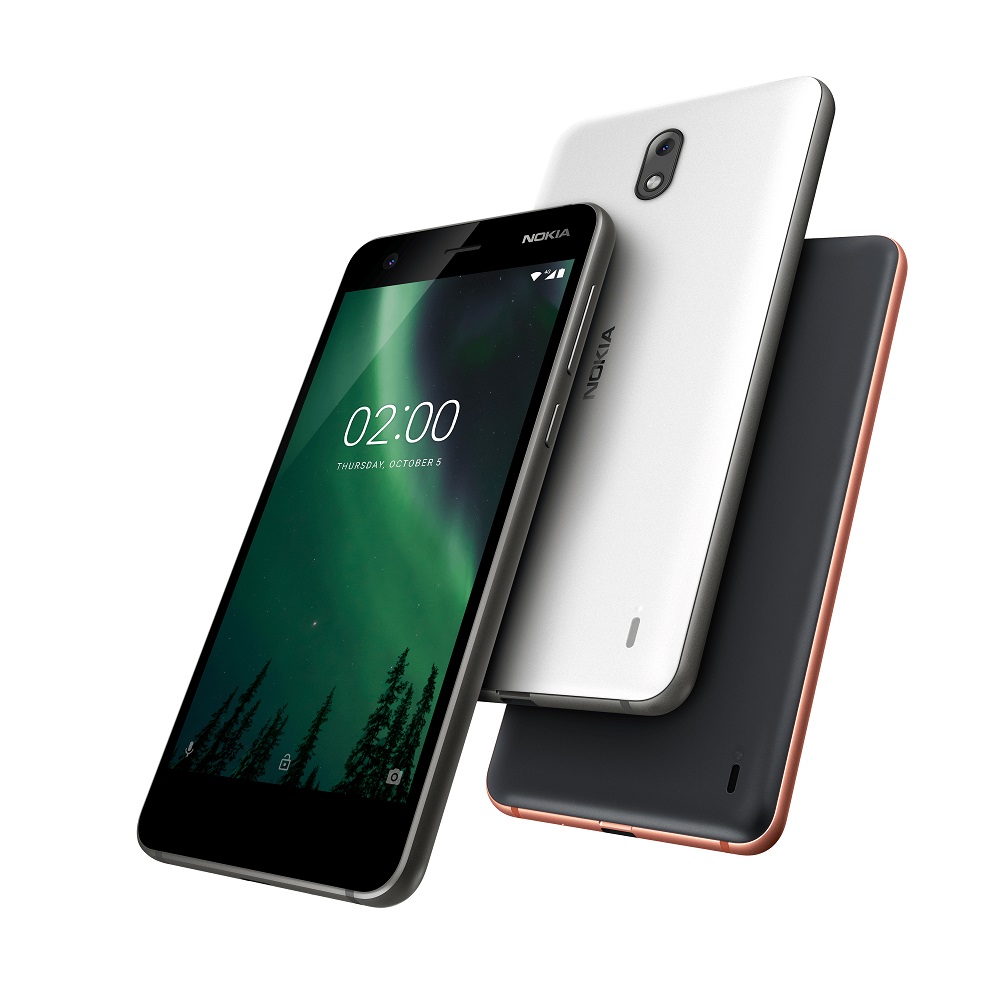 Rendu officiel des trois variantes de couleurs du Nokia 2. 