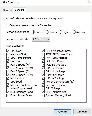 Capteurs GPU-Z
