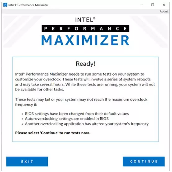 Exécutez Intel Performance Maximizer