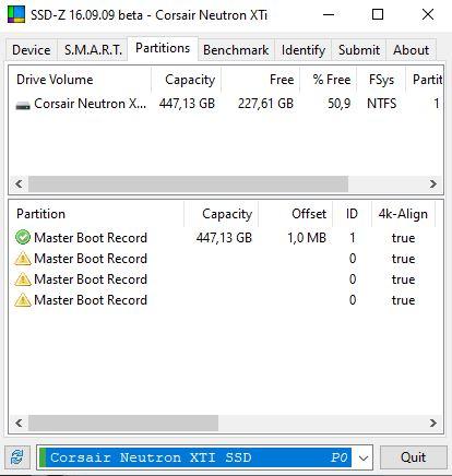 Partitions SSD-Z