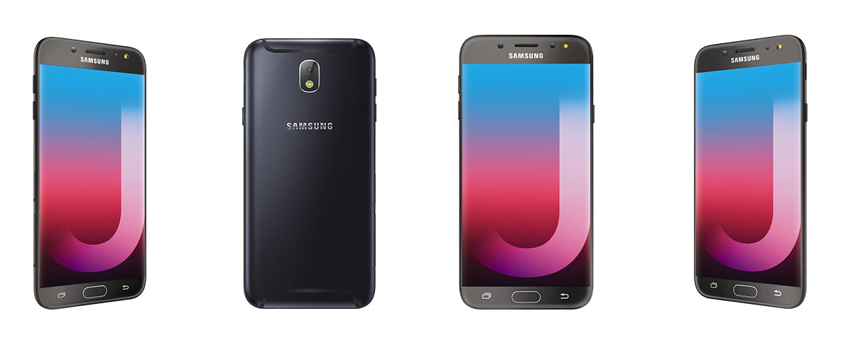 Avant et arrière du Samsung Galaxy J7 Pro noir.