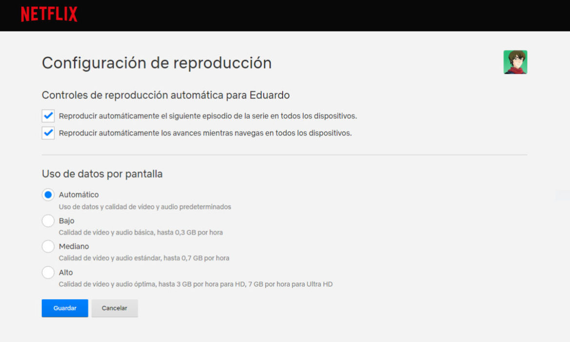 Définir le profil Netflix 4K