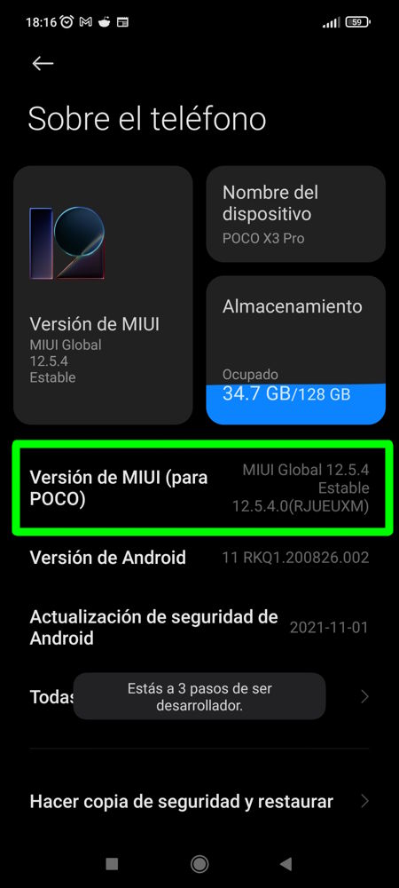 Activer le mode développeur sur Android depuis un terminal POCO/Xiaomi