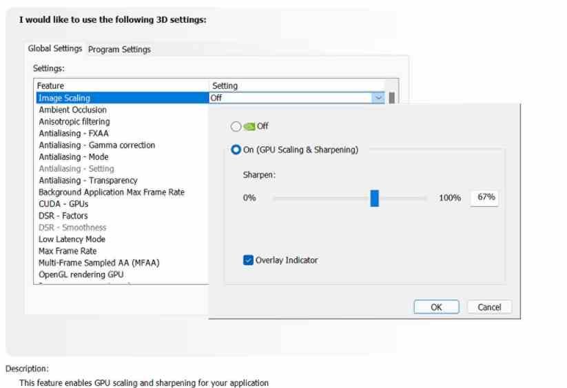 Panneau de configuration de mise à l'échelle d'image NVIDIA NVIDIA