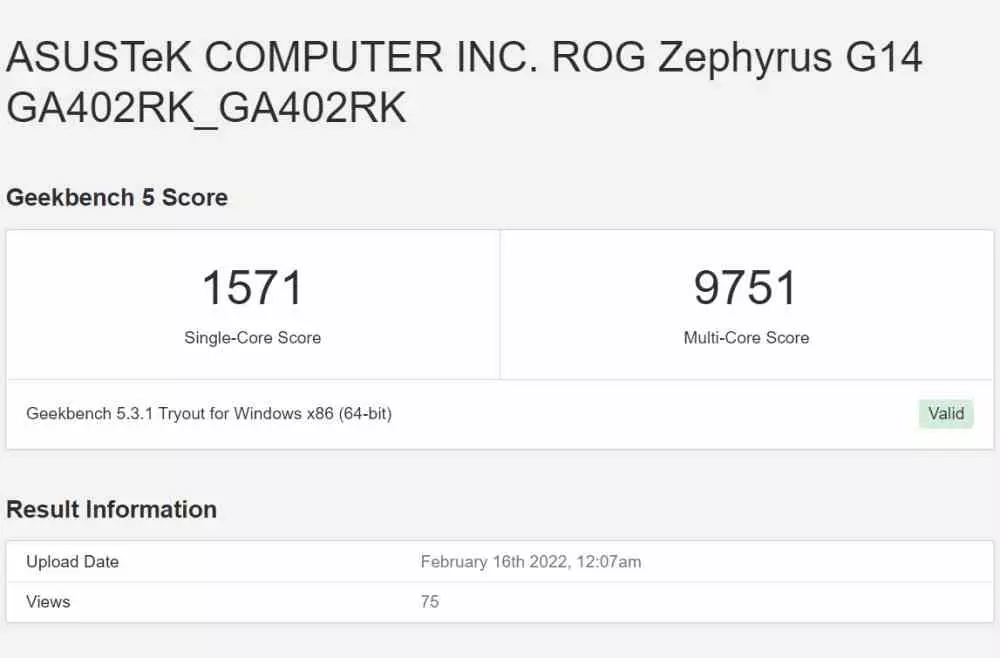 Benchmarks Ryzen 9 6900HS Geekbench 5