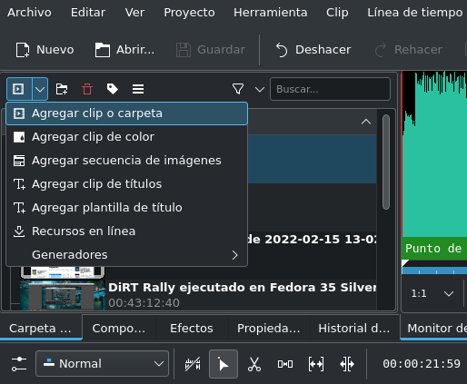 Ajouter plus de clips ou de fichiers à un projet Kdenlive