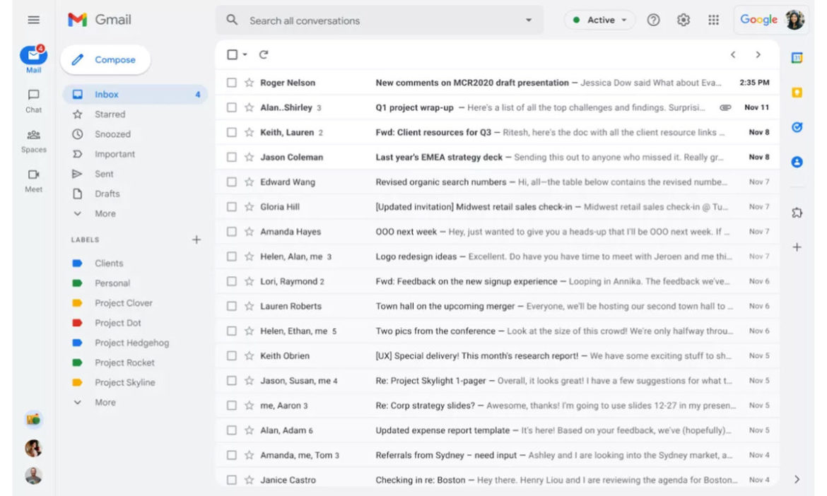 Gmail nouveau look 2022