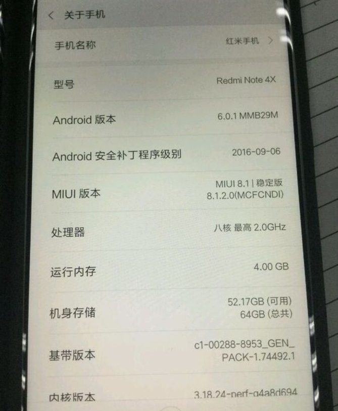 note xiaomi redmi 4x