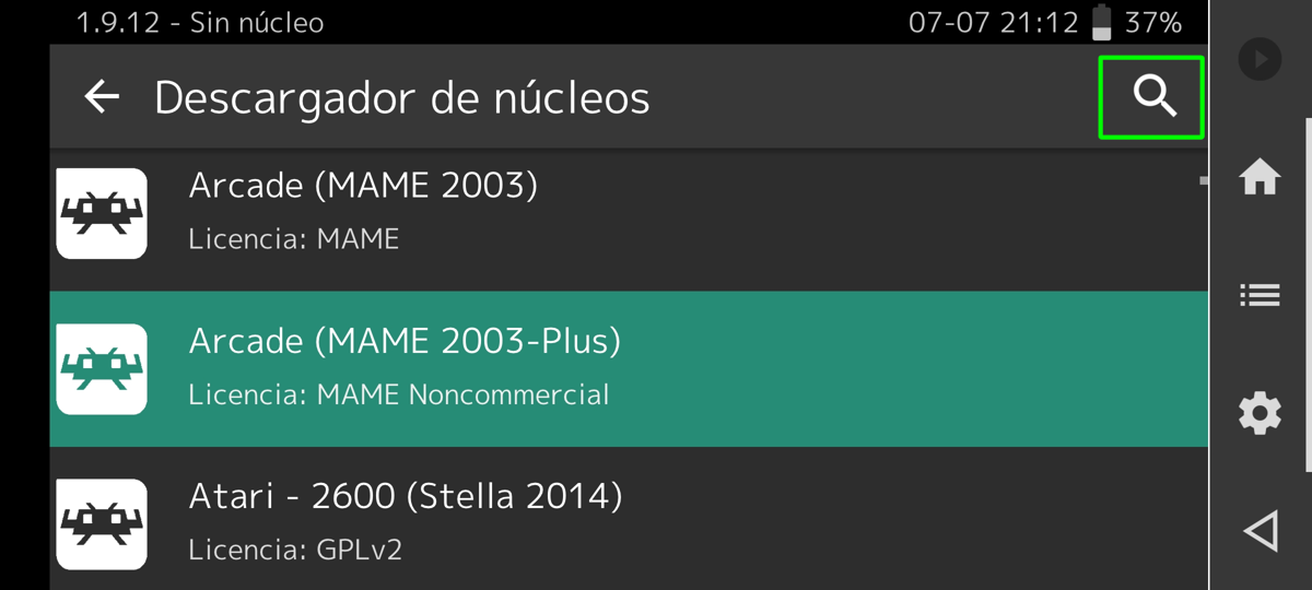 Trouver des noyaux dans RetroArch pour Android