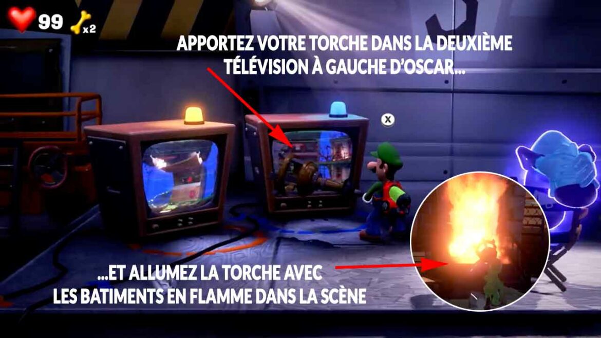 Comment mettre le feu à la toile d'araignée Luigi Mansion 3 ?